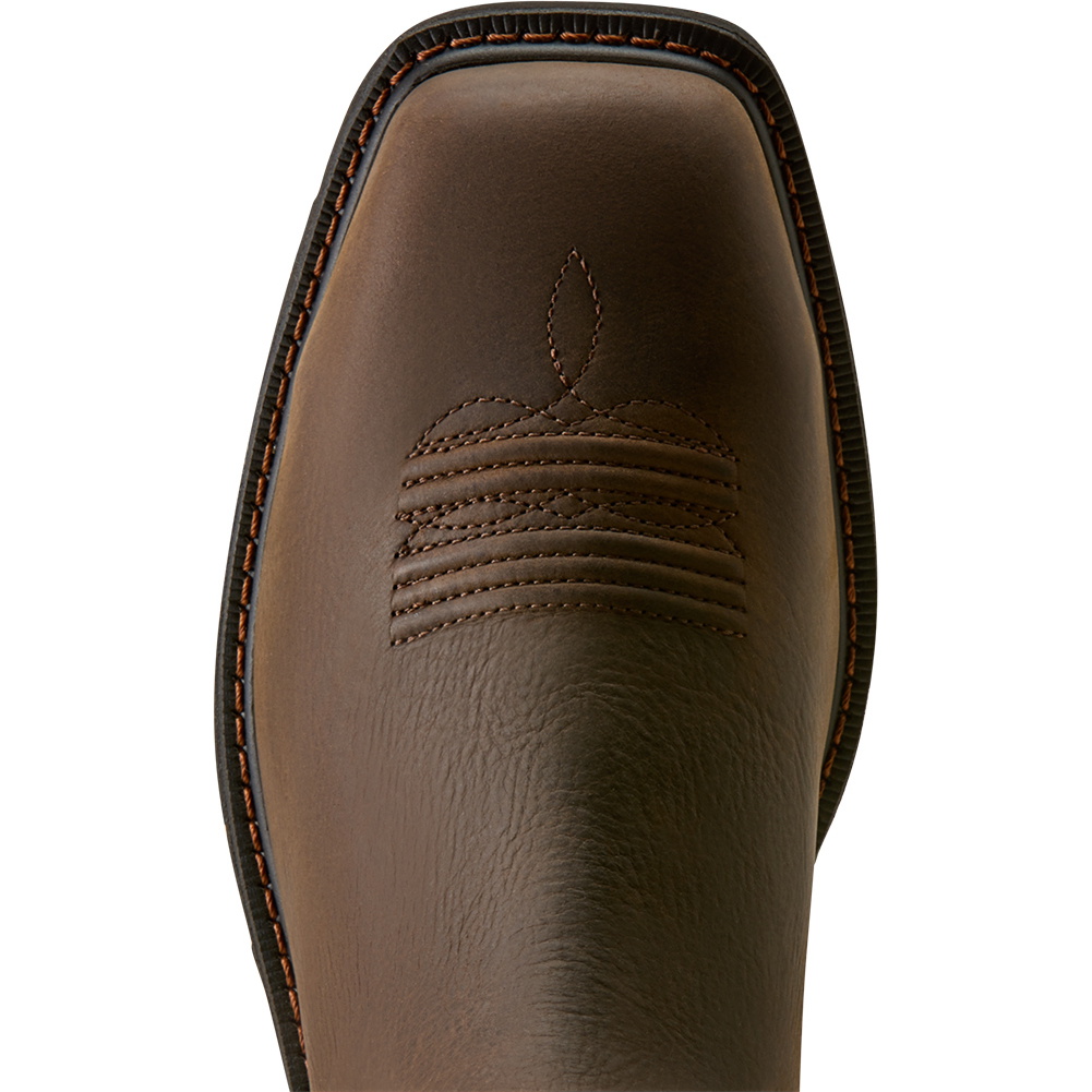 2026 Ariat Mens Groundrancher Chelsea Wide Square Toe Steel Toe Work Boot 10080331 - Dark Brown
